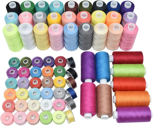 72Pcs 36 Colors Sewing Thread Set with Matching Prewound Bobbin Threads and Case, 550 Yards per Polyester Thread, Popular Colors for Hand & Machine Sewing