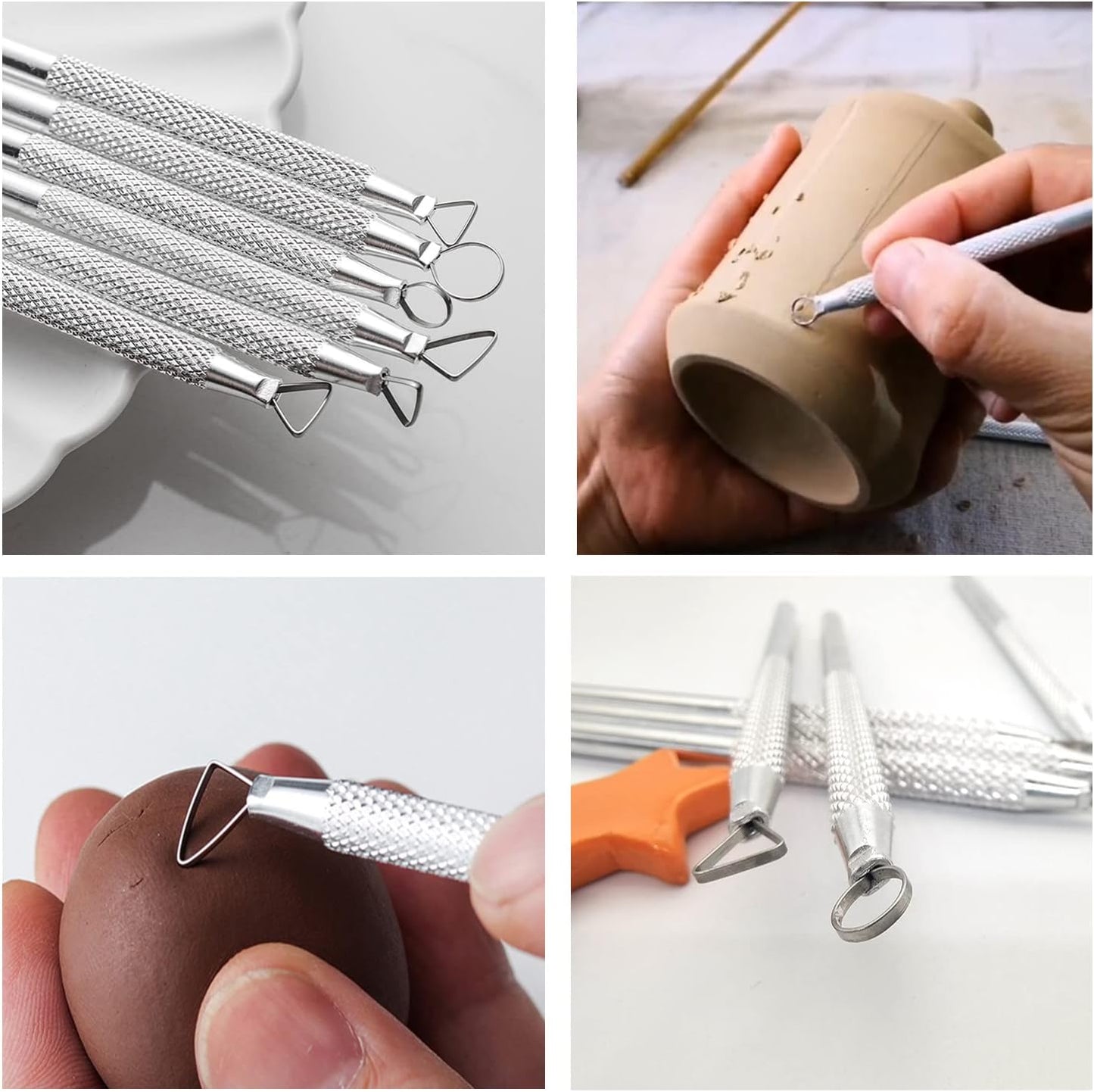 14PCS Ceramic Pottery Clay Ribbon Sculpting Tool Kit with Feather Wire Texture and Needle Detail Tools for Carving,Modeling,by Augernis