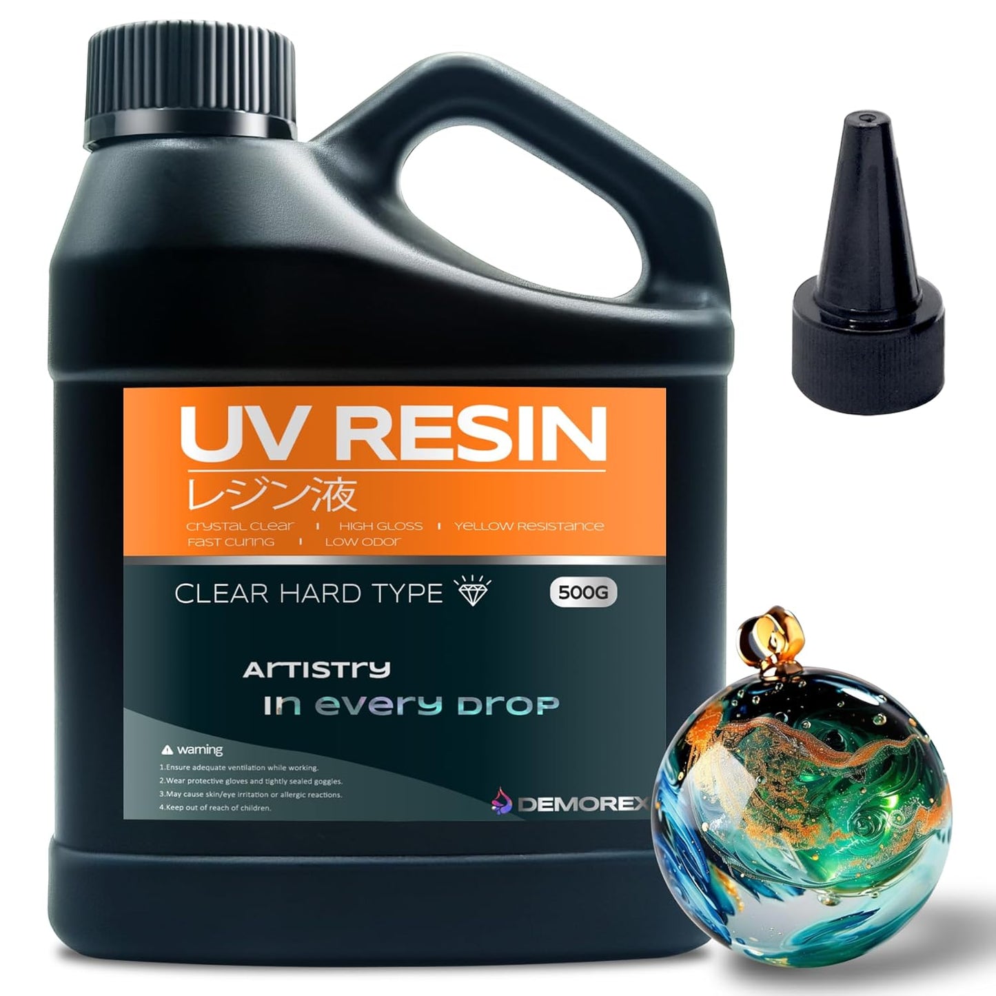 UV Resin 500g, Upgrade UV Resin Kit, Low Odor Crystal Clear Epoxy, Fast Cure Resin for Jewelry Making, Molds, DIY Craft Decoration, Bonding, Casting and Coating