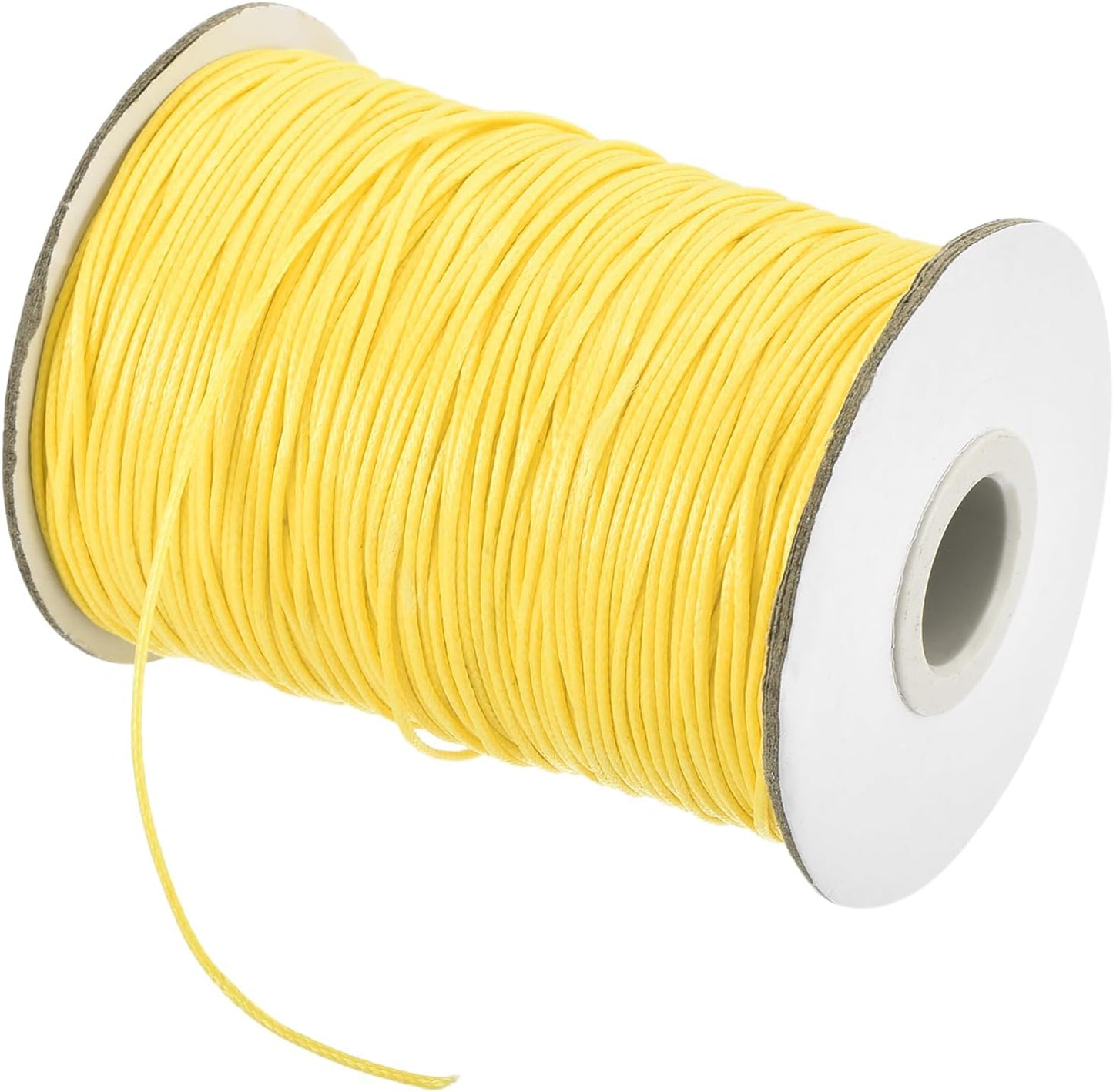 MECCANIXITY Waxed Cord 0.8mm Waxed Polyester Cord 175 Yard Wax String for Bracelet Making,Necklaces, Beading,Jewelry Making and DIY Crafts(Light Yellow)