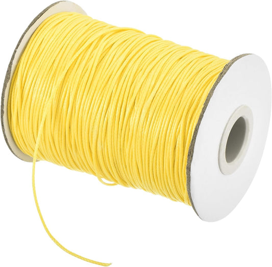 MECCANIXITY Waxed Cord 0.8mm Waxed Polyester Cord 175 Yard Wax String for Bracelet Making,Necklaces, Beading,Jewelry Making and DIY Crafts(Light Yellow)