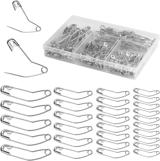 160 Pack Curved Safety Pins for Quilting Basting Pins 28mm 32mm 38mm 54mm Assorted Sizes Quilting Safety Pins Stainless Steel Quilting Pins