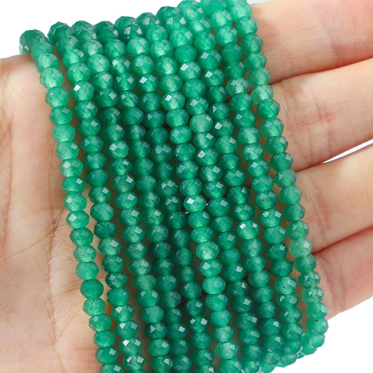 Natural Green Aventurine Beads 4x2mm 120pcs Faceted Rondelle Loose Semi Gemstone Beads for Jewelry Making Design