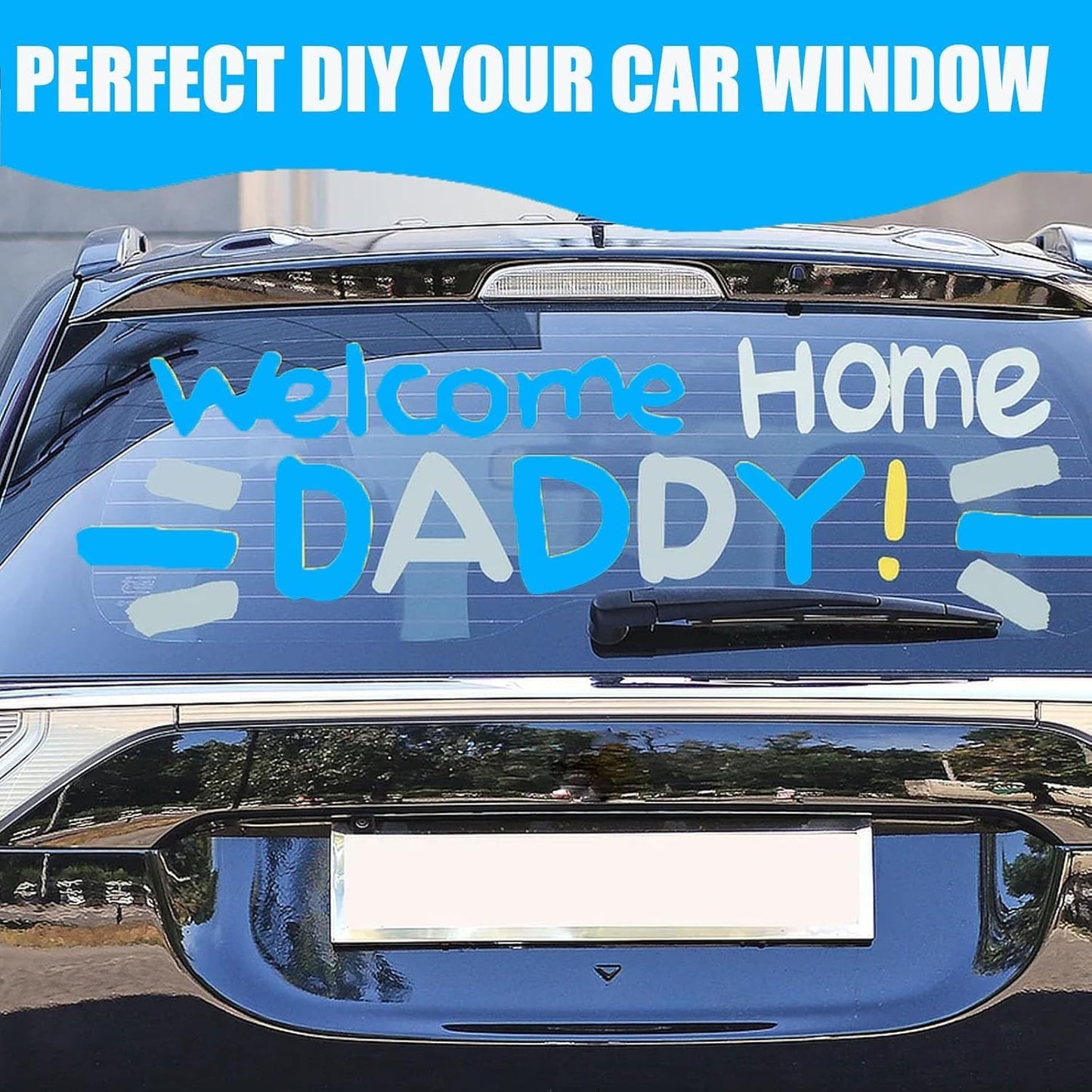 Window Chalk Markers for Cars Glass Washable, 10 Colors Jumbo Liquid Chalk Marker Pens with 10mm 3 in 1 Nib Wide Tips, Big Chalkboard Markers Car Window Paint Pens for Auto, Bistro, Mirror, Poster