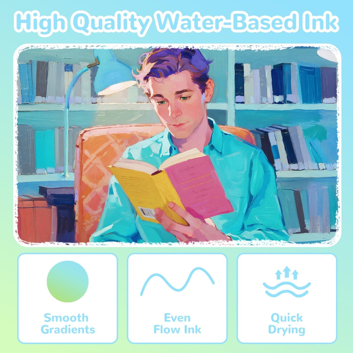 Guangna 12 Macaron Acrylic Paint Markers Set, Brush Tip Acrylic Paint Pens for Rock Painting, Wood, Glass, Paper, Coloring Book, Ceramic, Canvas, DIY Crafts, Water-Based Ink