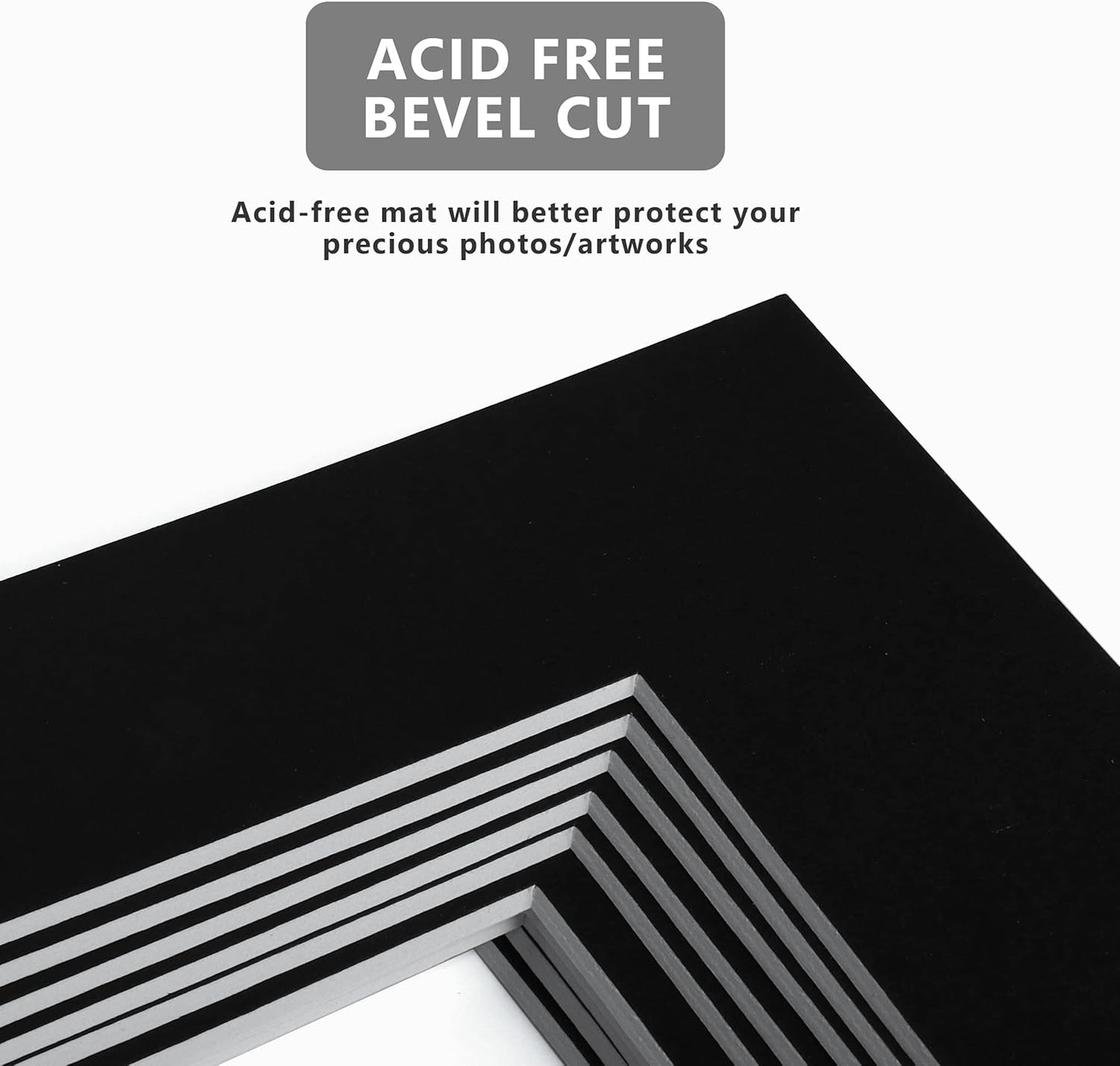 10 Pack Pre-Cut 11 x 14 Black Picture Mats for 8.5x11 Photos - White Core Bevel Cut Frame Matte, Acid Free, Ideal for Frames/Artwork/Prints
