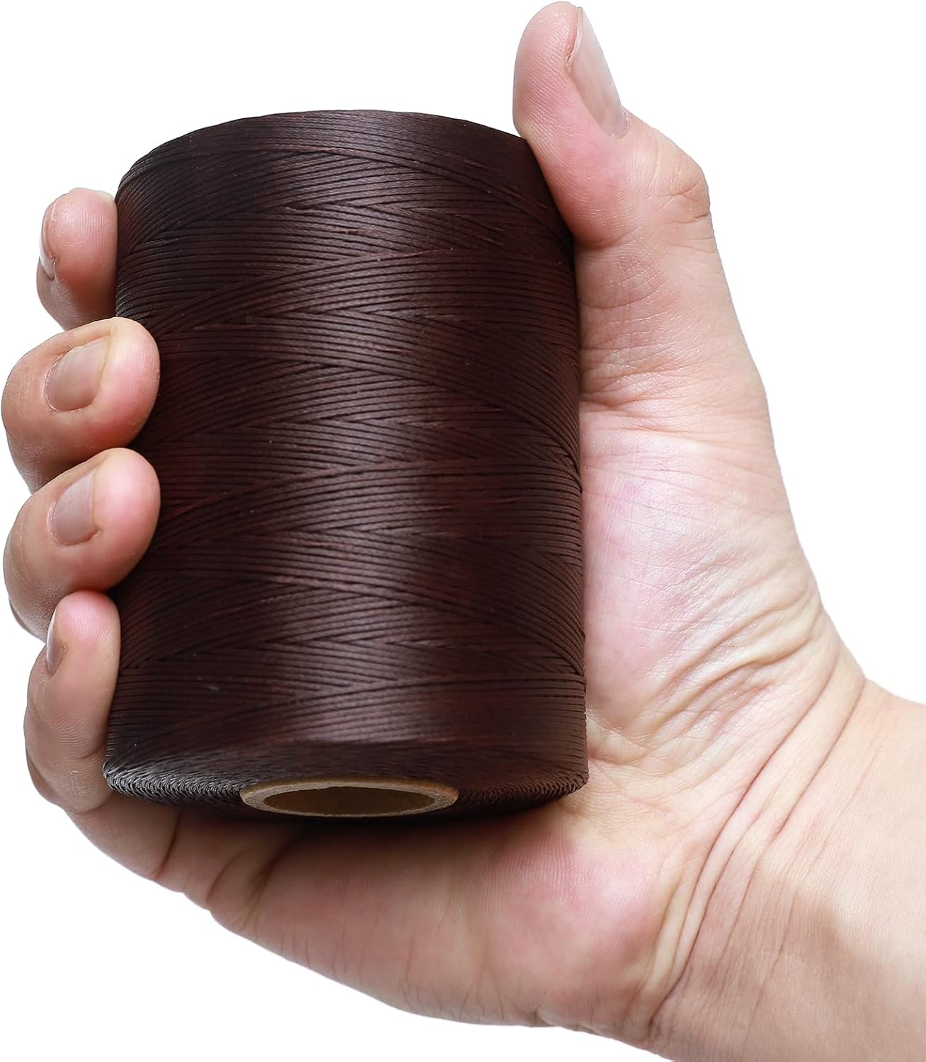Waxed Thread,852Yards 150D 0.8mm Flat Polyester Wax Thread for Hand Sewing Leather Craft DIY Projects Shoes Repair Book Binding(Deep Brown)