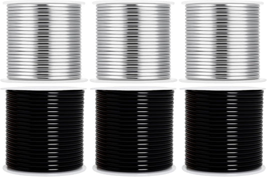 Mandala Crafts 13 Gauge Anodized Aluminum Craft Wire for Jewelry Making - 300 FT Colored Flexible Silver Black Wire - Bendable for Bonsai Armature Crafting Sculpting