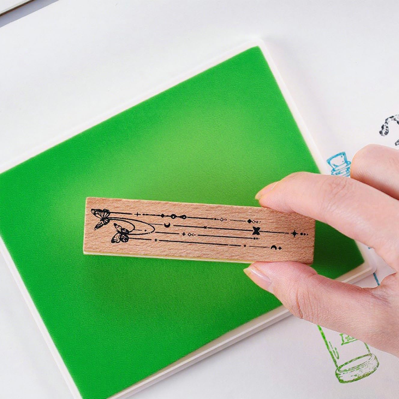 GTLZLZ Large Ink Pad for Rubber Stamps, 5" x 4" Washable Craft Stamp Pad for Kids, Fingerprint Ink Pad for Paper, Scrapbooking, Wood Fabric (Pink)