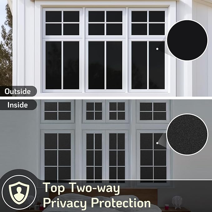 LUTE Blackout Window Film, Light Blocking Room Darkening Frosted Privacy Cling for Glass, Black Out Shades Window Tint for Day Sleep, Static Cling Sun Blocking Blackout Cover, 17.5" x 78.7"