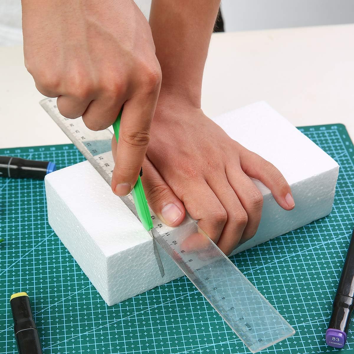 Crafare 8 Pack Craft Foam Blocks 8X4X2 Inch Polystyrene Brick Rectangle for Arts,School Modeling Projects Sculptures,Floral Arrangements,Party Table Centerpieces