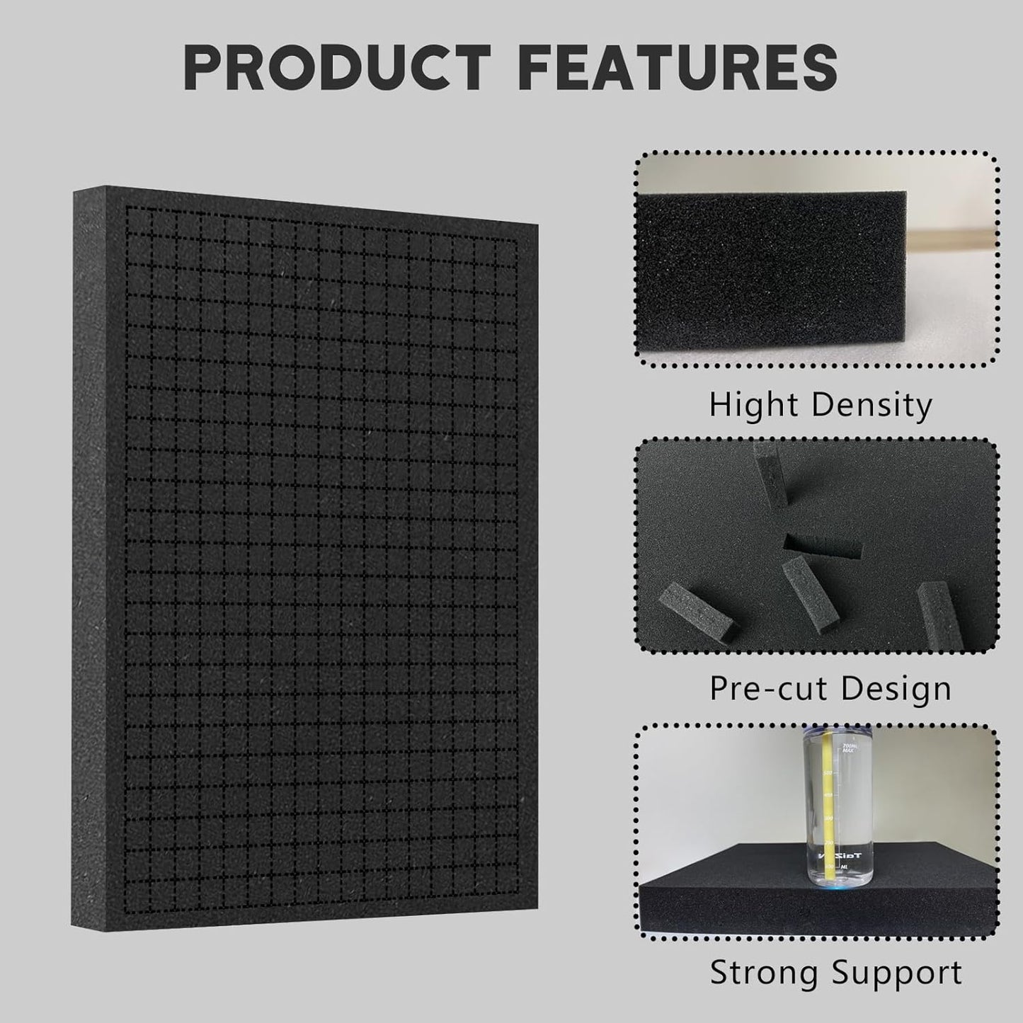 Pick and Pluck Foam Sheets, 2Pcs 16 x 12 x 1.5 Inch Pick Apart Foam Insert for Camera Storage, Crafts, Tool Box, Storage Drawer
