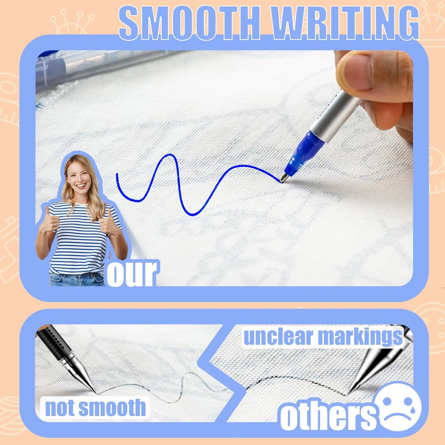 Heat Erasable Fabric Marking Pens Set | 11Pcs 3 Colors | Increase Ink Capacity & Writes Smooth | Sewing Quilting Supplies, Sewing Gifts