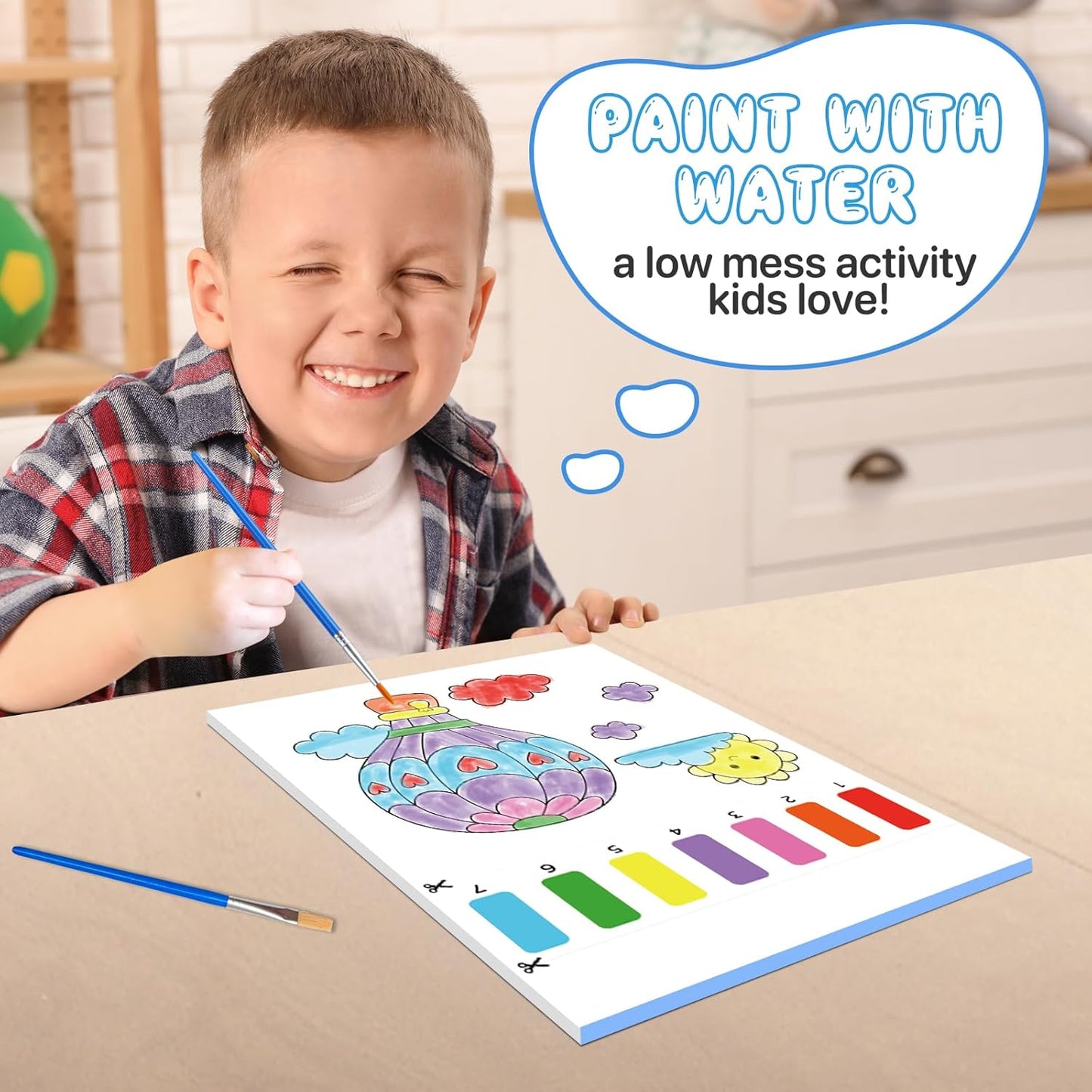 Paint with Water Coloring Books for Kids,Traffic Art Craft Kit No Mess Water Color Painting Sets for Kids Ages 4-8,Birthday Gifts Travel Toy Crafts Supplies Kits for Girls Boys Drawing with 2 Brushes