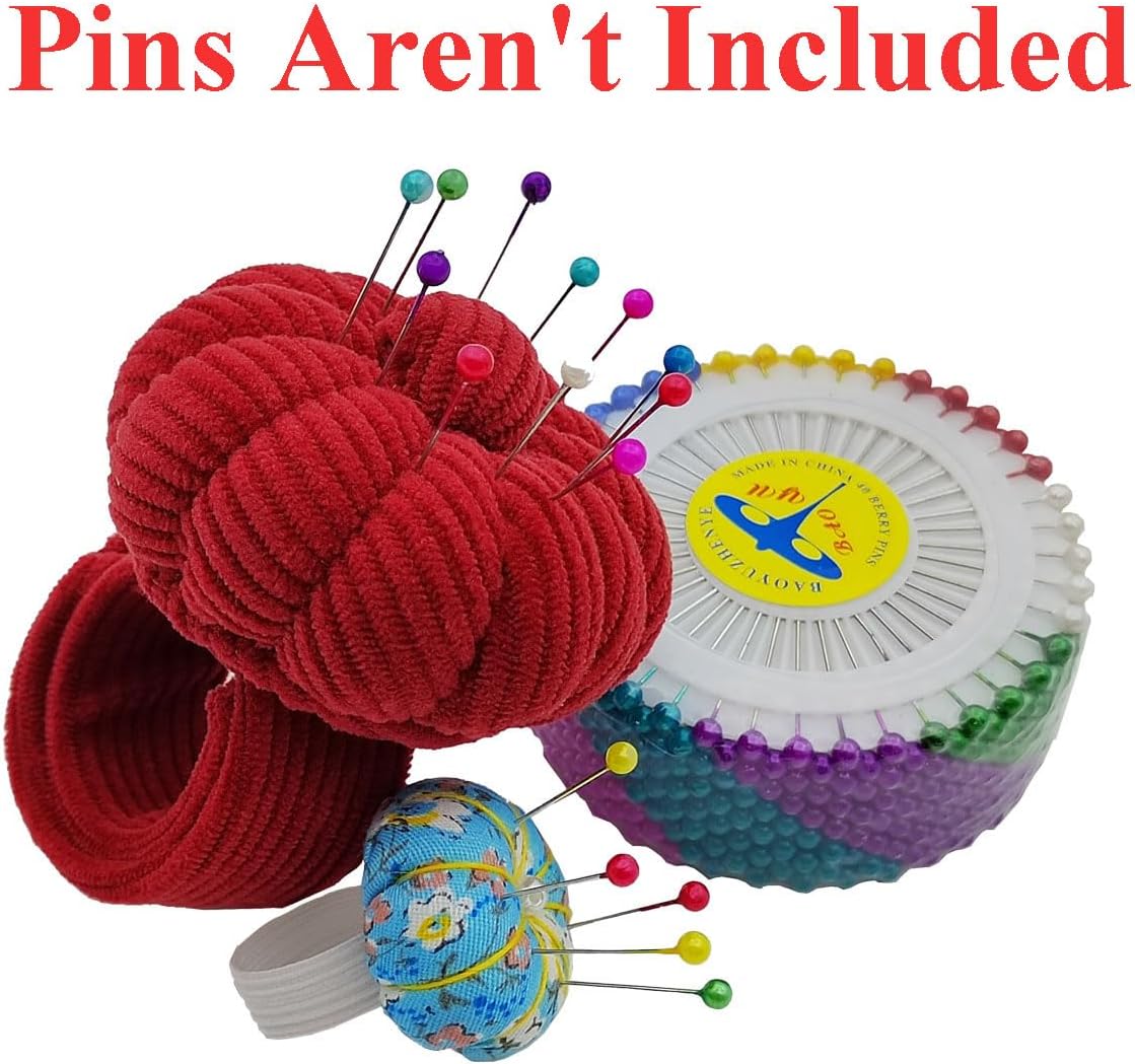 Wrist Pin Cushion Pincushions Needlework DIY Handcraft Needles Holder for Sewing and Quilting Pop Snap Ring with 1 Elastic Strap Finger Ring Pincushions Pumpkin ShapedShaped