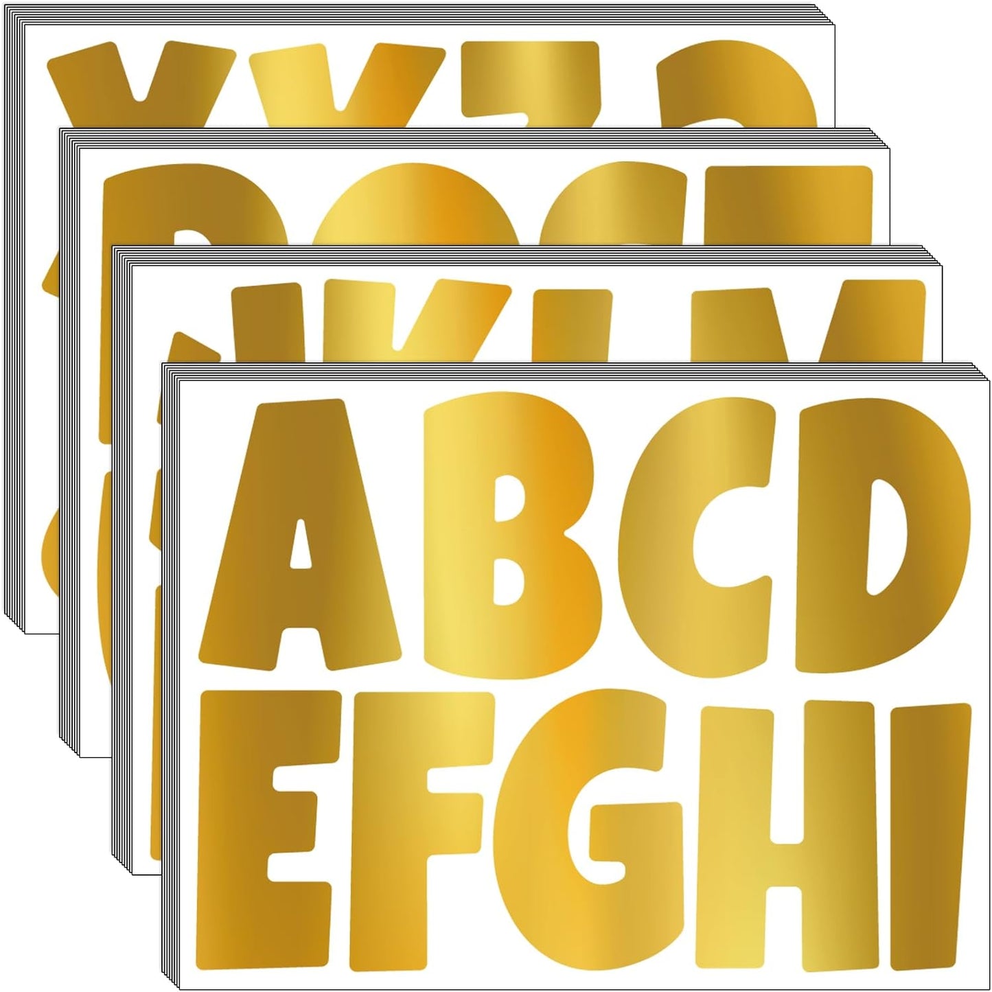 Bemeol Letter Stickers 351 Pieces 4 Inch Bulletin Board Letters Alphabet Cutout Letter for Bulletin Board Display Home Classroom School Decor(Gold)