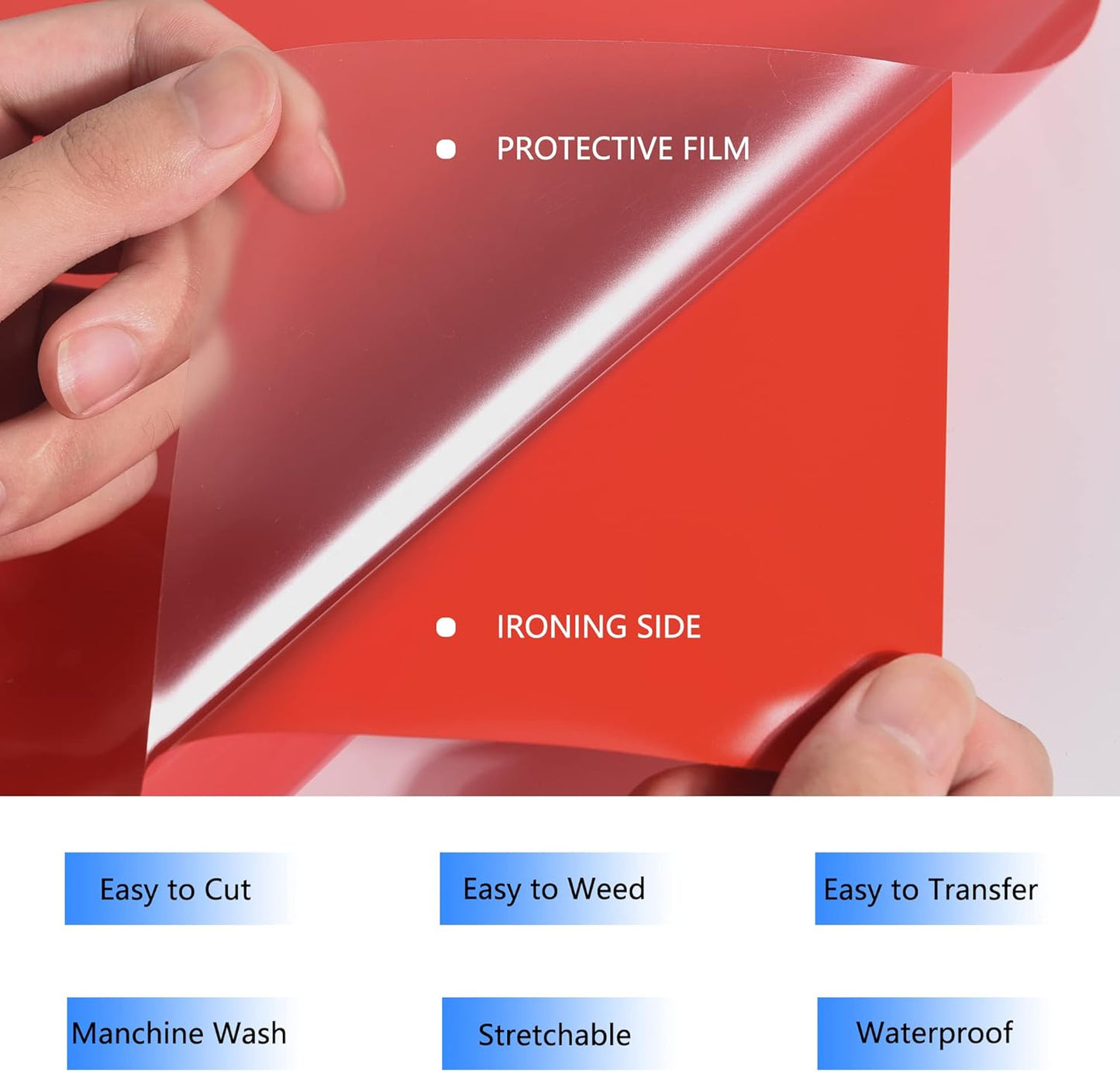 HTV Iron on Vinyl 12Inch by 25ft Roll Heat Transfer Vinyl for T-Shirt HTV Vinyl Rolls for All Cutter Machine - Easy to Cut & Weed for Heat Transfer Design (25ft, Red)