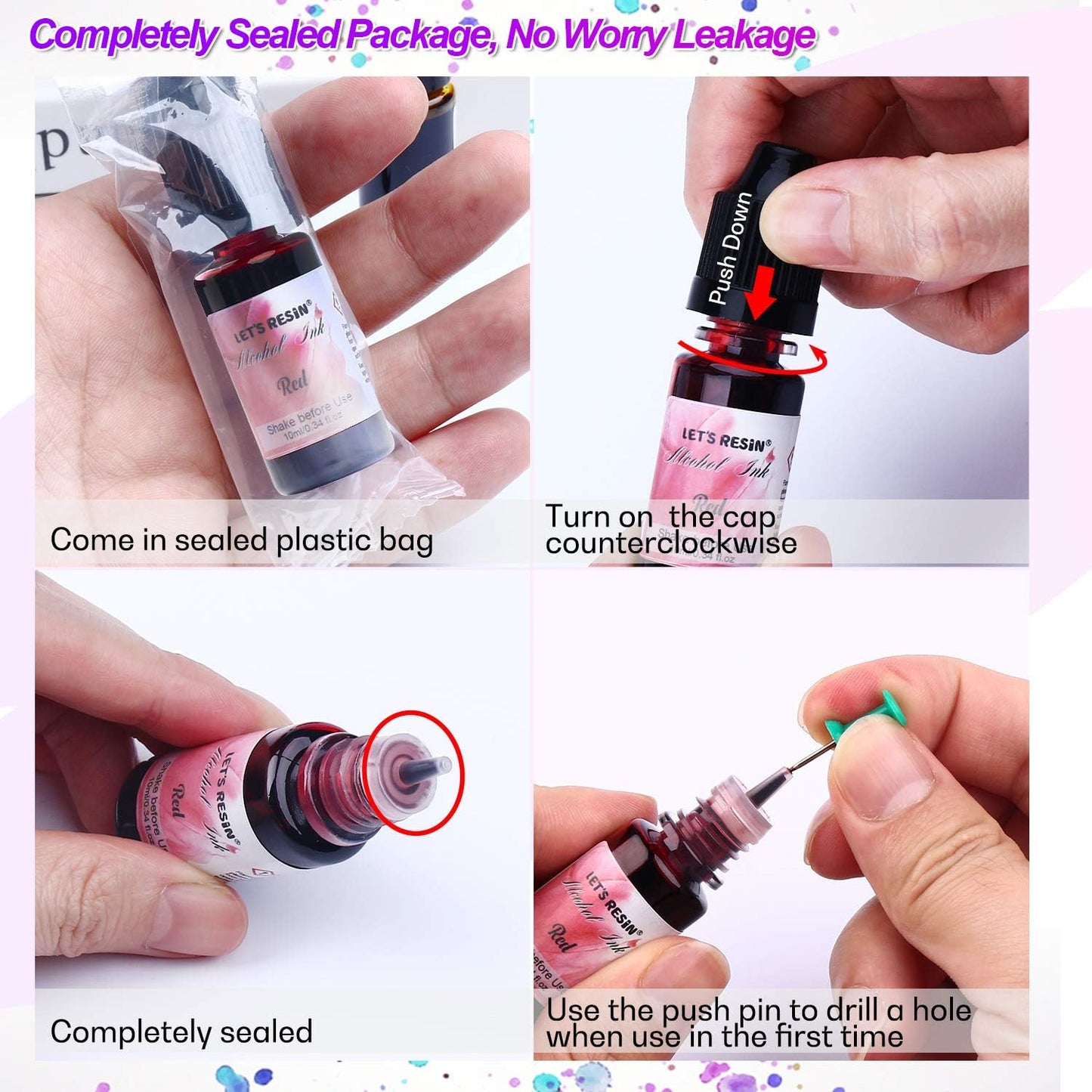 Alcohol Ink for Epoxy Resin LET'S RESIN Concentrated Alcohol Ink Set, 26 Vibrant Colors Alcohol-Based Resin Ink,Alcohol Paint Resin Dye for Resin Art, Tumblers, Resin Epoxy(Each 0.35oz)