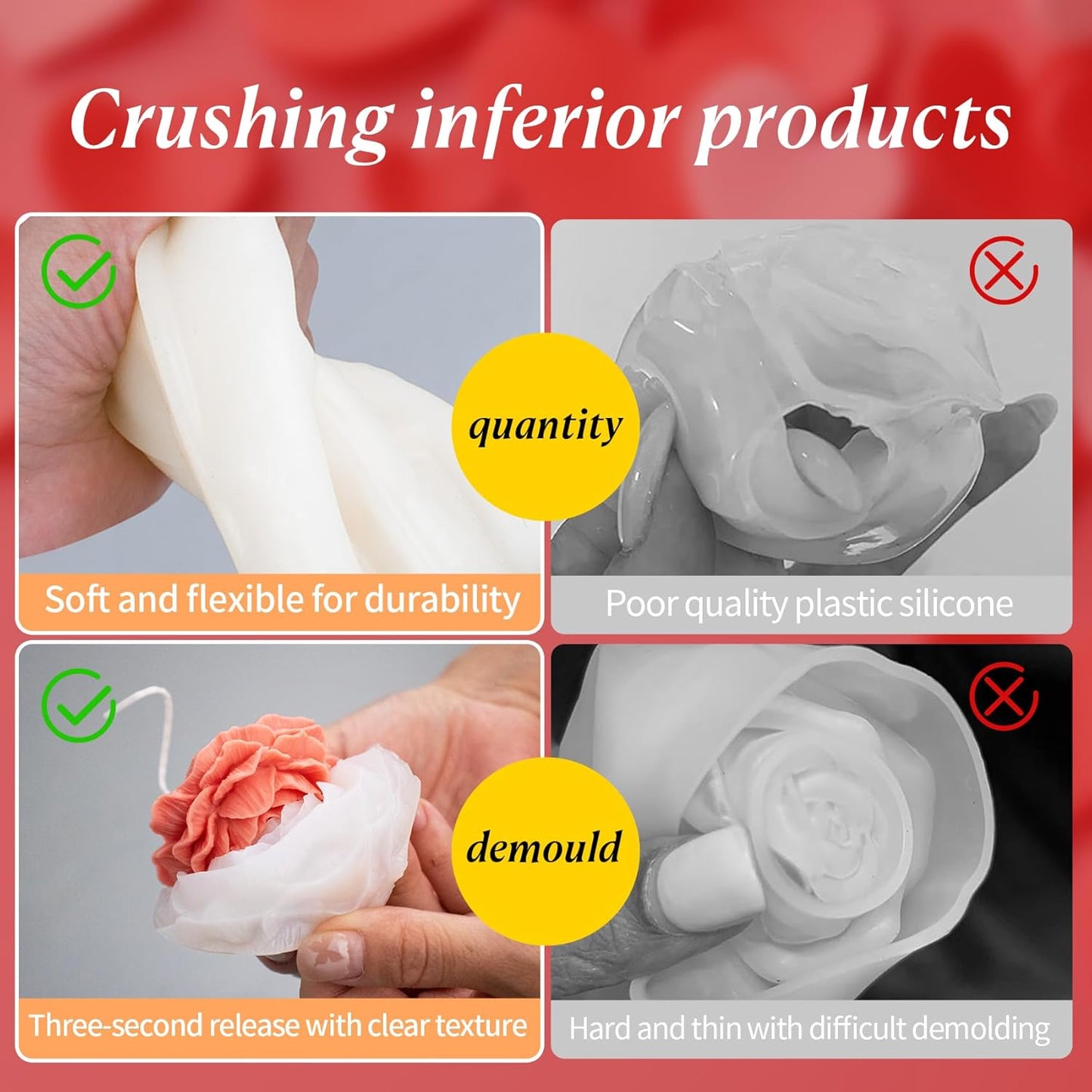 2Pcs Peony Silicone Candle Flower Wax Mold Silicone for Candles Resin Making Molds Moldes De Silicona para Hacer Velas Artesanales De Silicona,for Making Mothers Day Gifts for Mom Daughter