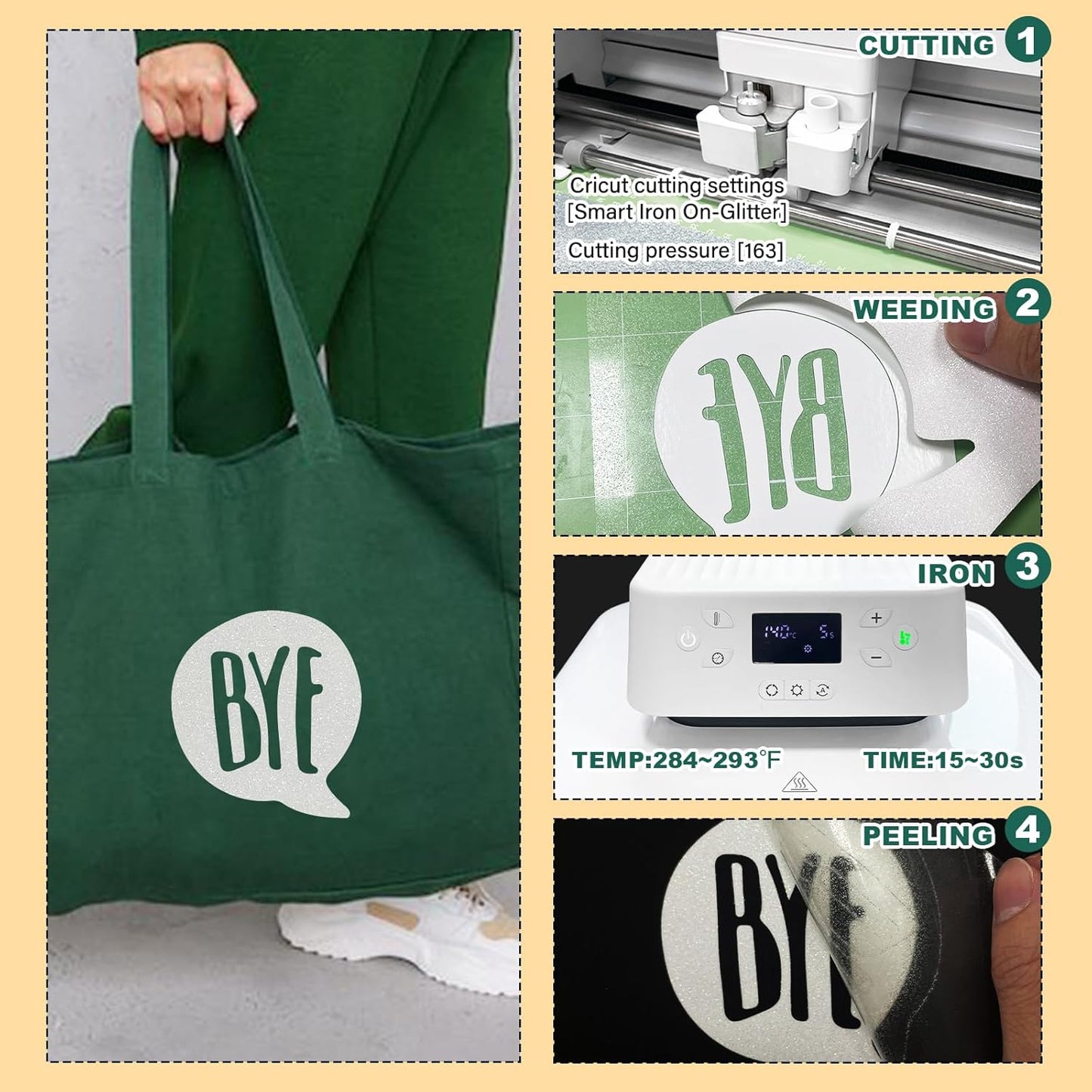 White Glitter HTV Heat Transfer Vinyl, 12" x 5ft lron on Vinyl, for T-Shirt Ironing, Vinyl HTV Easy to Cut and Weed, The Best Choice for DIY Creativity. (White, 12" x5ft)