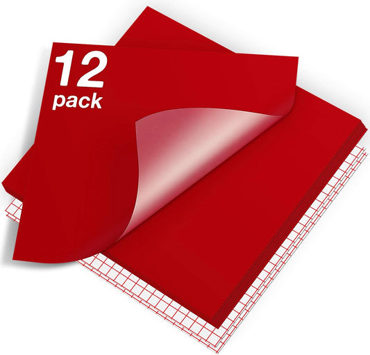 HTVRONT Red Permanent Vinyl - 12 Pack Vinyl for Cutting Machine - 10 Sheets 12" x 12"& 2 Transfer Tape Sheets for Party Decoration, Sticker, Craft Cutter, Car Decal (Glossy)