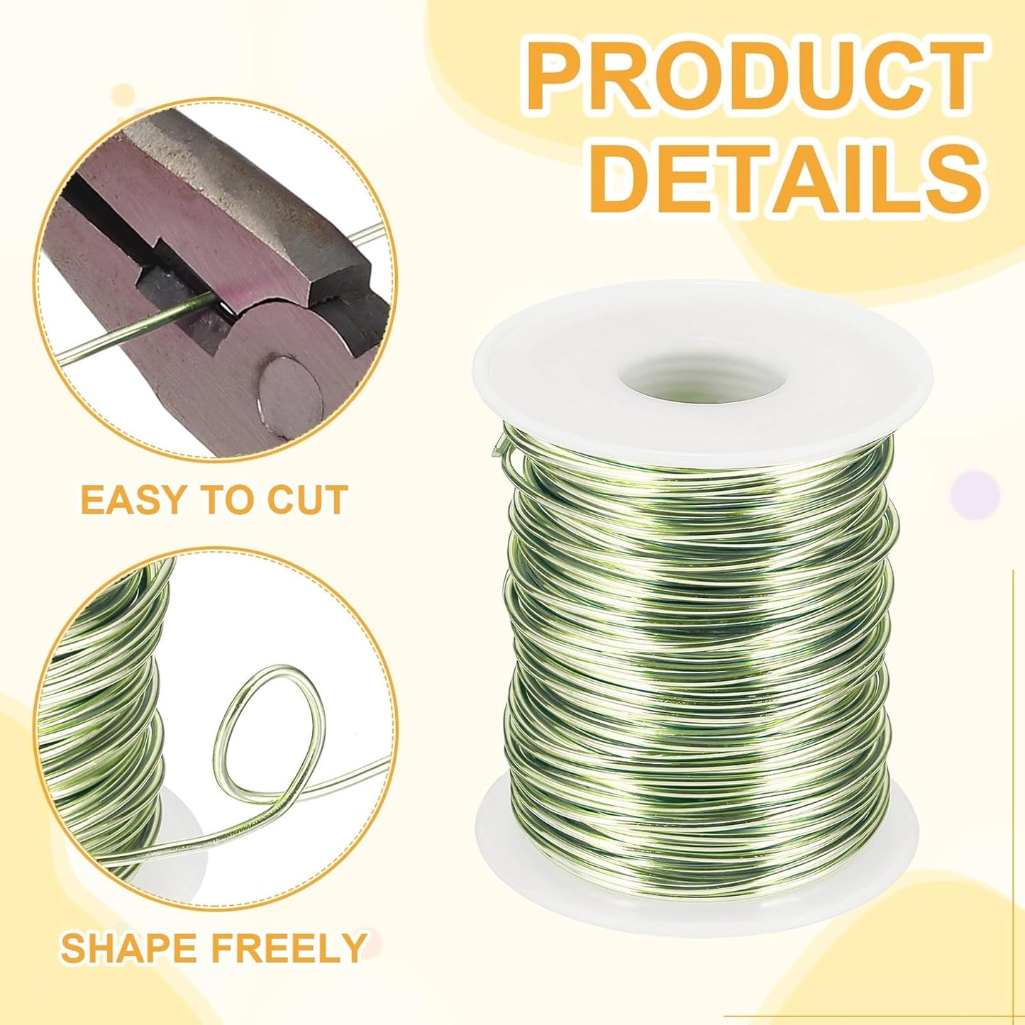 uxcell 16 Gauge / 1.5mm Anodized Aluminum Wire for Jewelry Craft Making, 102 Feet Bendable Flexible Wire for DIY Home Decor Gardening Sculpture, Grass Green