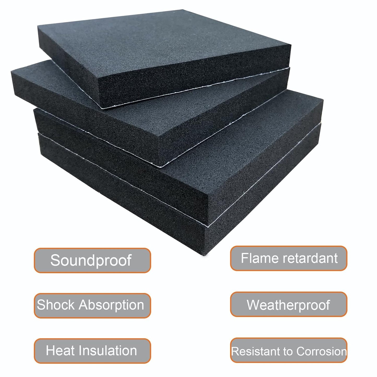 8 Pcs Black Adhesive Foam Padding, Closed Cell Foam Sheet 1/2" Thick 4 Inch X 4 Inch, Neoprene Rubber Pad Self Stick Anti-Slip Adhesive Anti Vibration Pad (4inX 4inX 1/2in, 8)