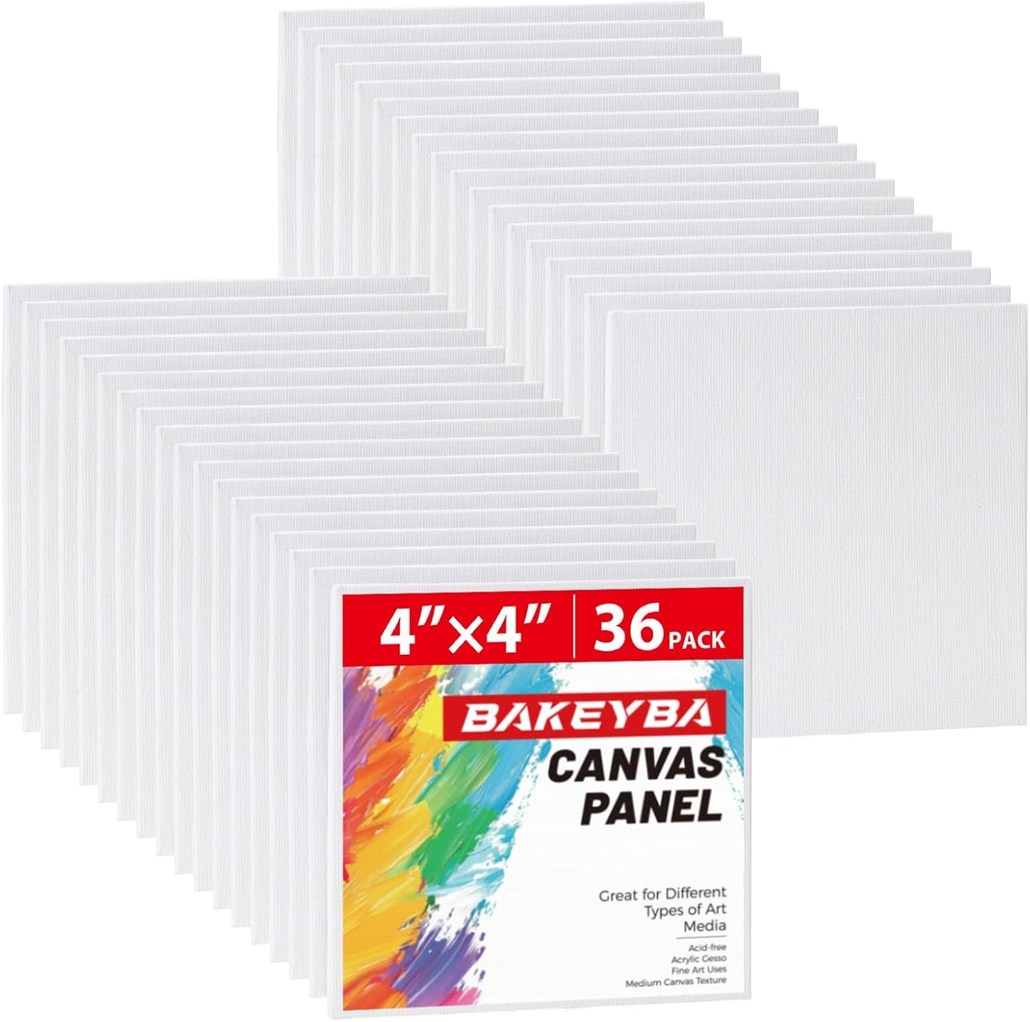 Mini Canvas Boards for Painting 36 Pack, 4x4 Inch Canvas Panels, 100% Cotton White Blank Art Supplies for Acrylics Oil Watercolor Tempera Paints