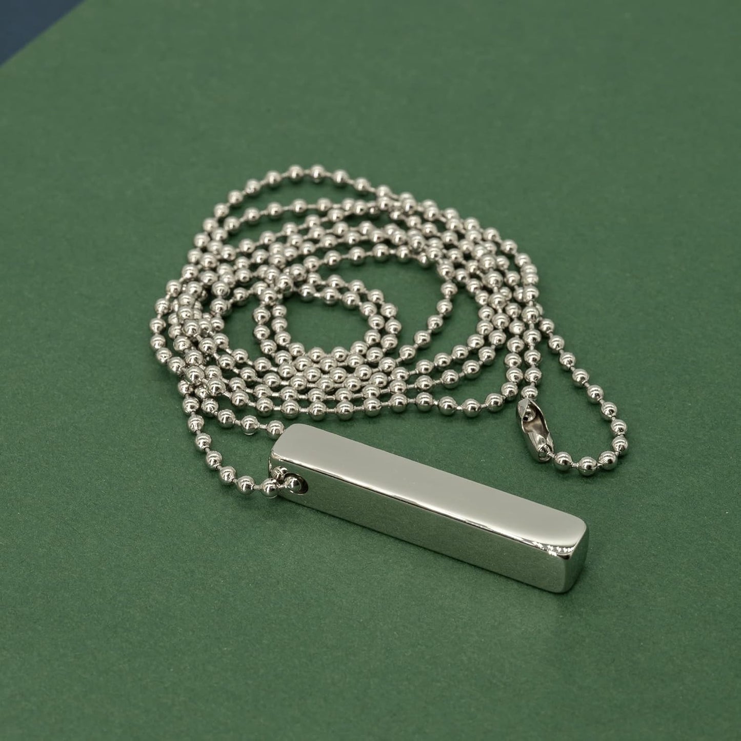 StayMax Rectangle Bar Engraving Blanks Stainless Steel Engraving Blank with Ball Chain 5 Pack