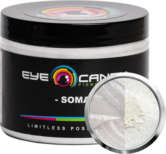 Eye Candy Pigments Premium White Mica Powder - Soma (50gr) - for Epoxy, Resin, Soap, Paint, Woodworking, Acrylic Pouring, Bath Bombs, Fishing Lures - DIY Arts and Crafts Additive