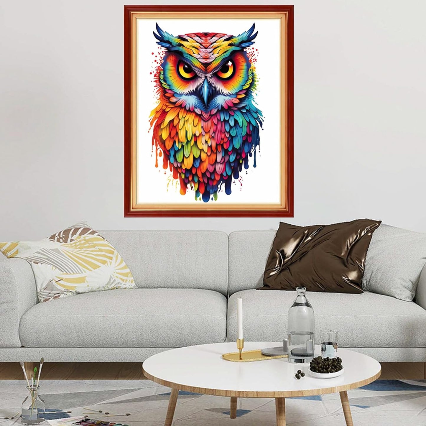 Dimxvean Cross Stitch Kits Stamped Full Range of Embroidery Starter Kits for Beginners DIY 11CT Cross Stitches Needlepoint Kits-Colorful Owl 16x20 inch