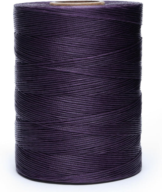 Waxed Thread,852Yards 150D 0.8mm Flat Polyester Wax Thread for Hand Sewing Leather Craft DIY Projects Shoes Repair Book Binding(Purple)