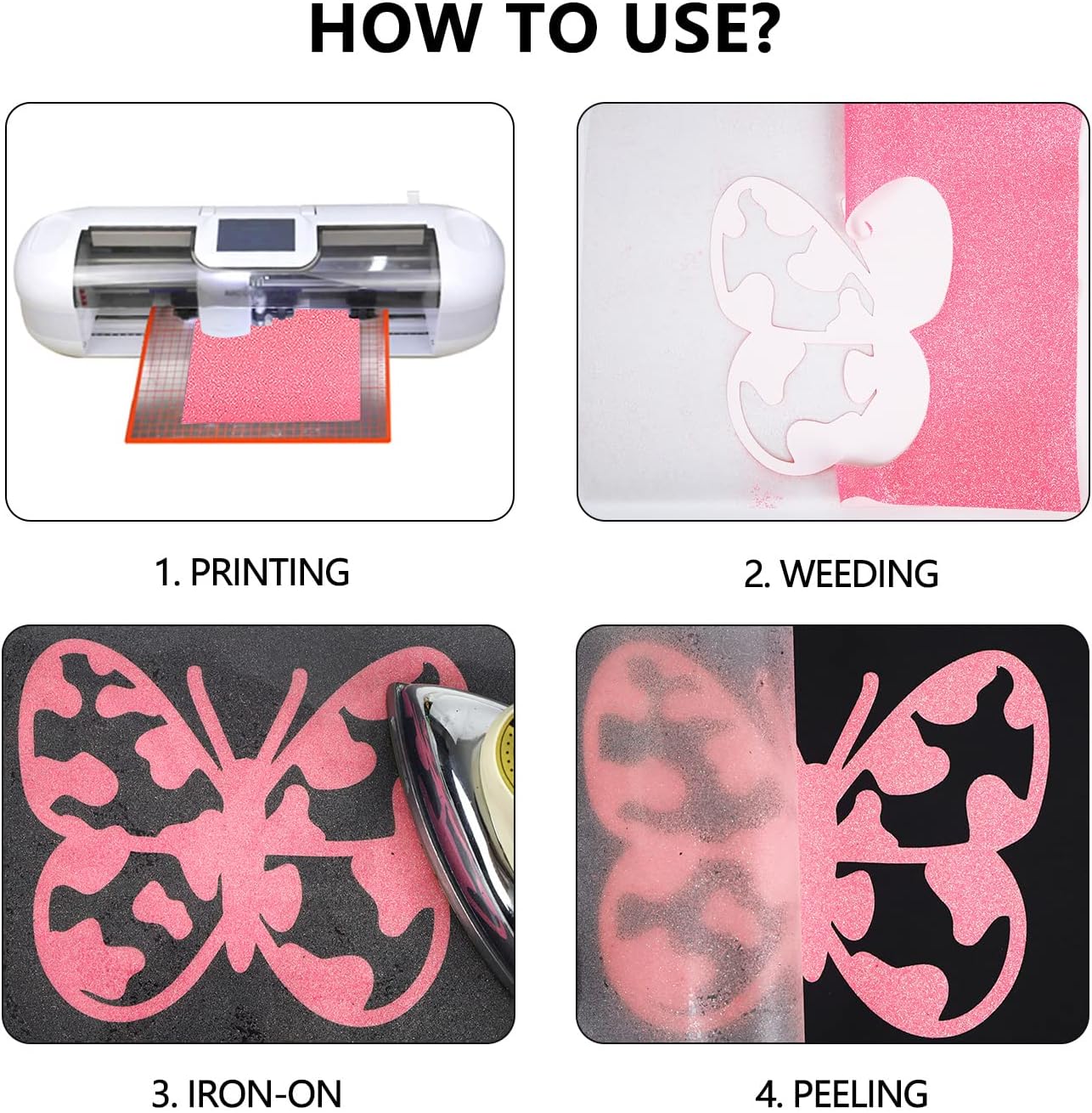 guangyintong Glow Glitter Pink Heat Transfer Vinyl HTV Rolls, 12" x 8ft Iron on Vinyl for T-Shirts, Glitter HTV Vinyl for All Cutter Machines Easy to Cut & Weed for DIY Design