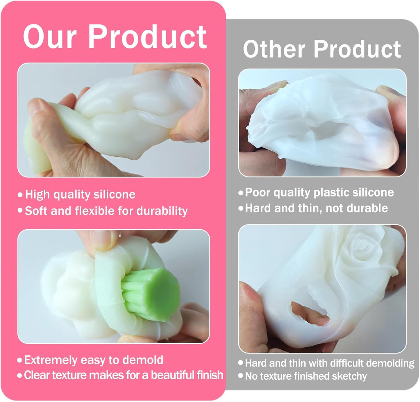 JDH Flower Silicone Mold,Tulip Bouquet Silicone Candle Molds,3D Flower Resin Candle Molds for DIY Handmade Supplies,Flowers Ornament Mold for Soap Wax Concrete Epoxy Resin Cake Decoration