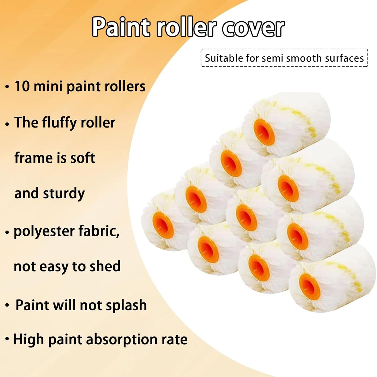 10 Pieces Paint Roller Cover with Frame Set, 2 inch Microfiber Roller Covers, Washable Covers for Roller Frame, House Painting Supplies, Naps for Paint Roller Brush for Painting Walls Ceilings