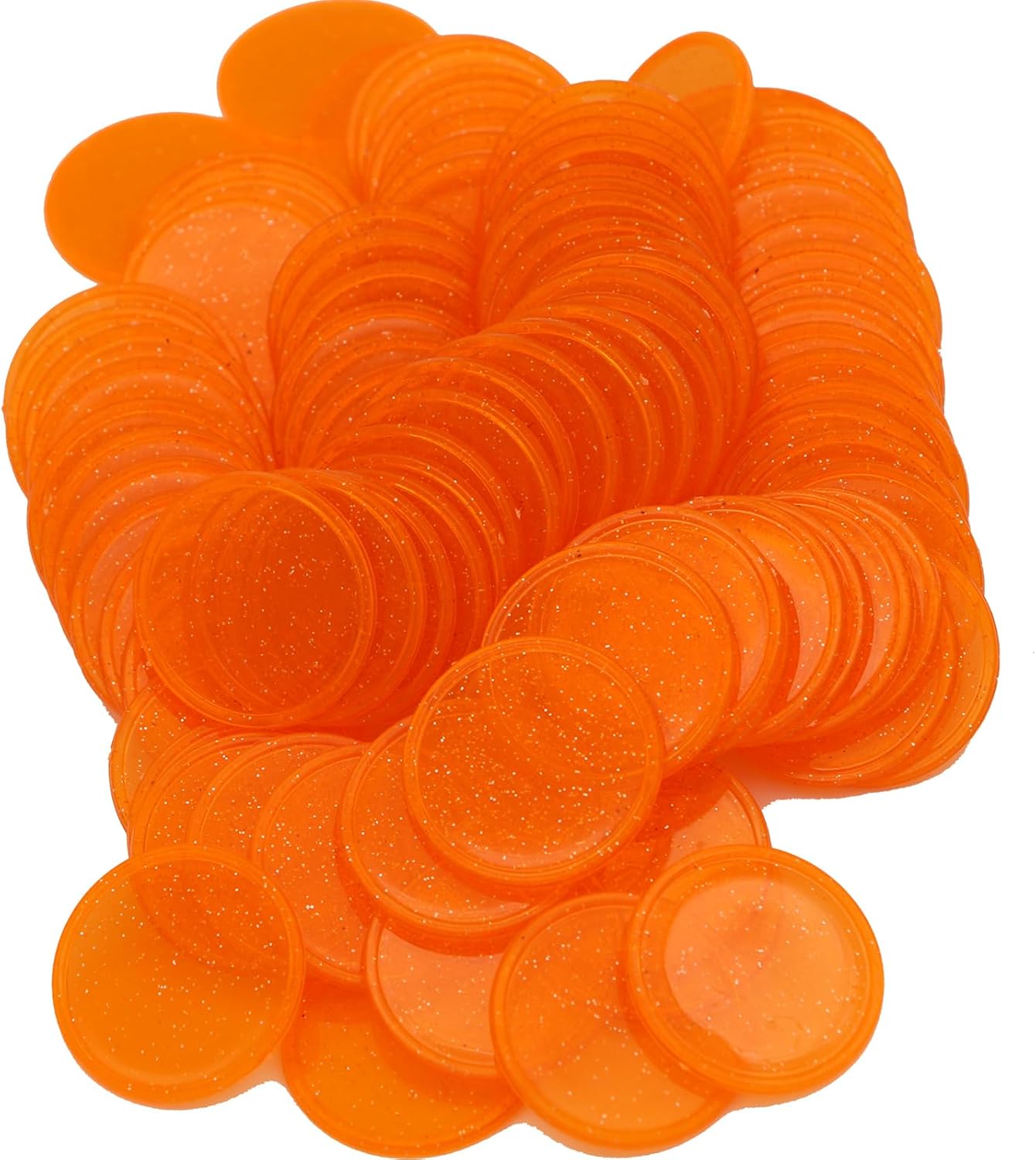 Set of 100 Opaque Plastic Learning Counters Mini Poker Chips Game Tokens with Storage Box (Starry Orange, 1 Inch)