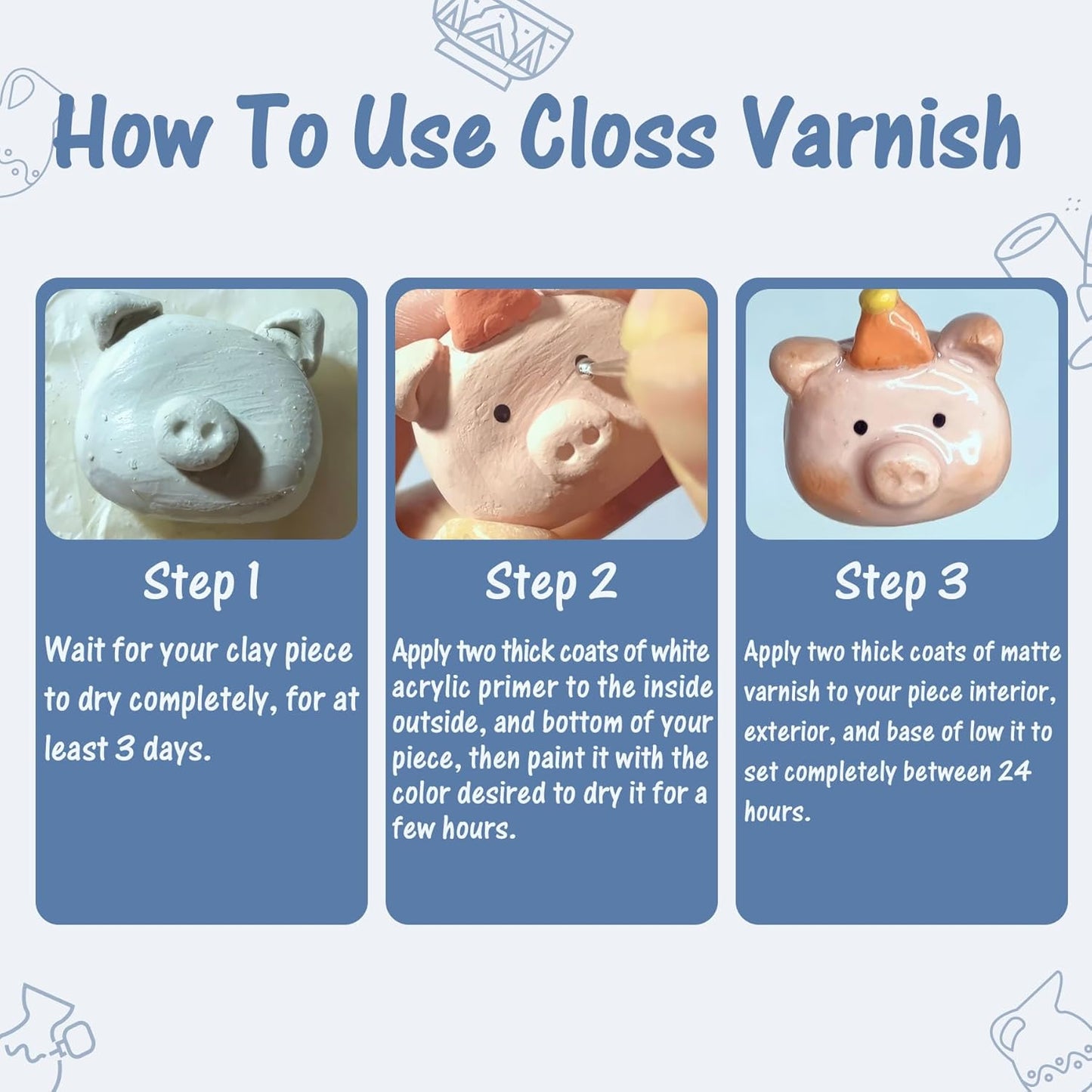 Air Dry Clay Glaze, Clay Varnish for Air Drying Clay, Clear Acrylic Varnish for Craft Pottery Waterproof & Gloss Finish