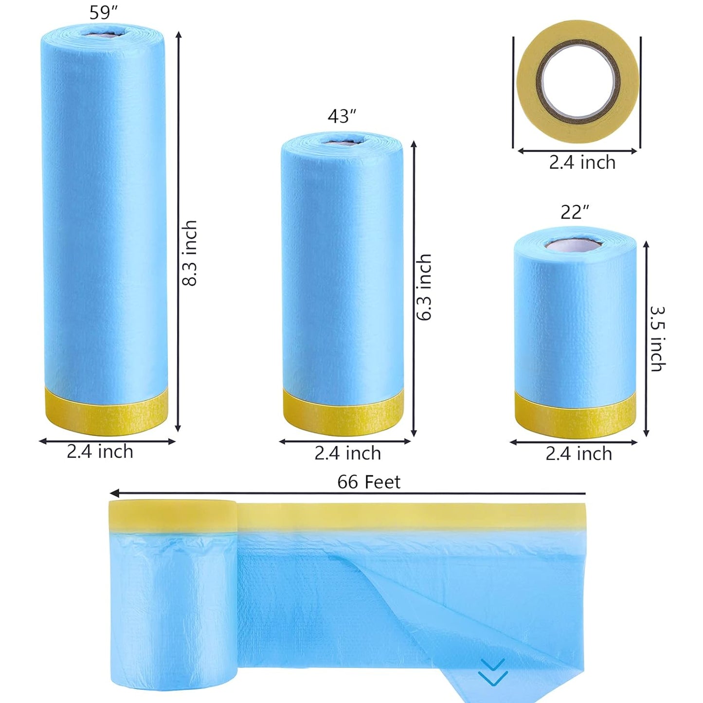 MyLifeUNIT Tape and Drape, 3 Pack Masking Paper with Tape for Automotive Painting