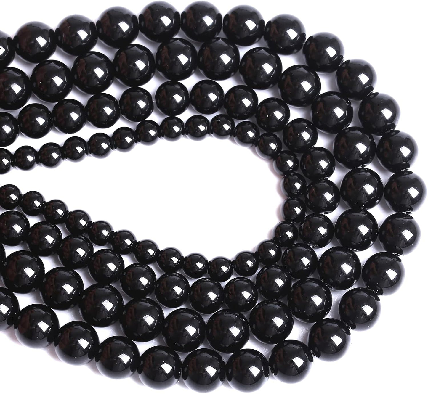10mm 80pcs Natural Black Agates Onyx Stone Beads Smooth Round Loose Spacer Beads for Jewelry Making DIY Bracelets 32" 2 Strands