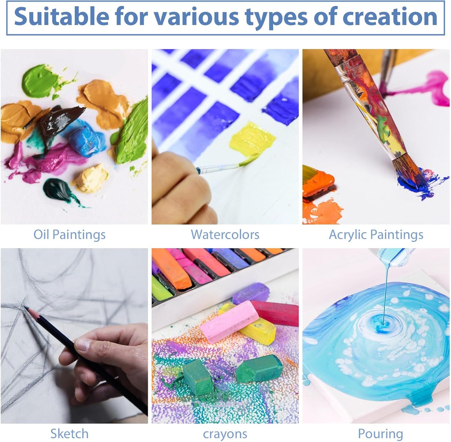 ESRICH Canvas Boards for Painting, 5 Pack Canvases for Painting 8x10 Cotton Primed Acid Free Blank Canvas Panels for Oil Paint, Watercolor, Acrylic Paint, Gouache and Tempera.