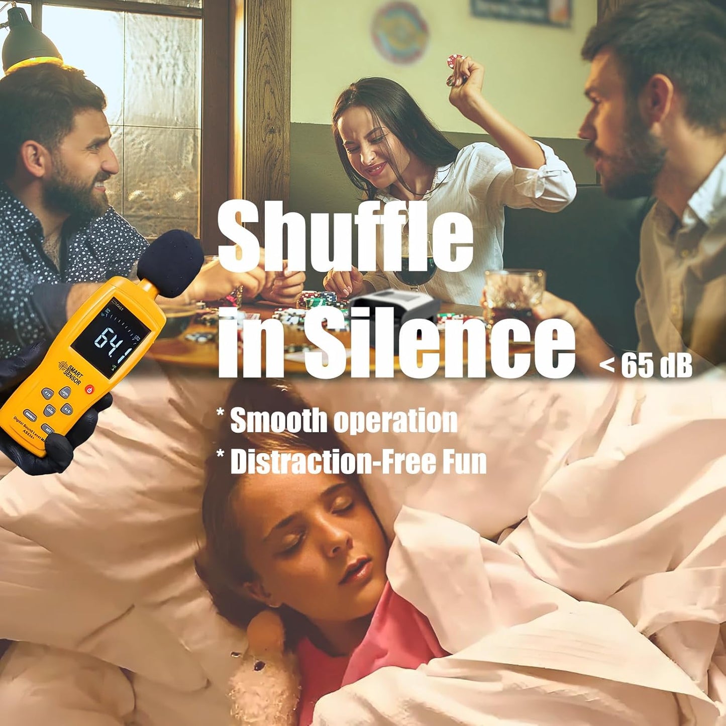 Automatic Card Shuffler,2000mAh Rechargeable Battery,2 Deck,Ultra Quiet Electric Card Shuffler Machine for Poker,Bridge,Blackjack,Skip-Bo,Phase 10,Casino Nights&Family Games (Black)