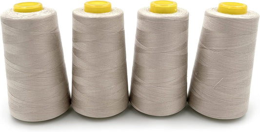 Tortoise 4 Cones of 3000 Yards Each Spool Thread for All Purpose, Serger, Overlock, Quilting, Sewing Machine - 40S/2 Beige 100% Polyester