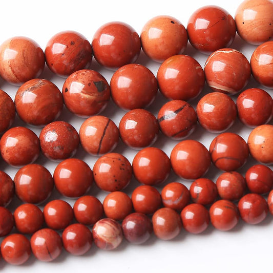 32PCS 12MM Red Jasper Stone Beads Round Loose for Jewelry Making DIY Energy Healing Power Bracelet 15"