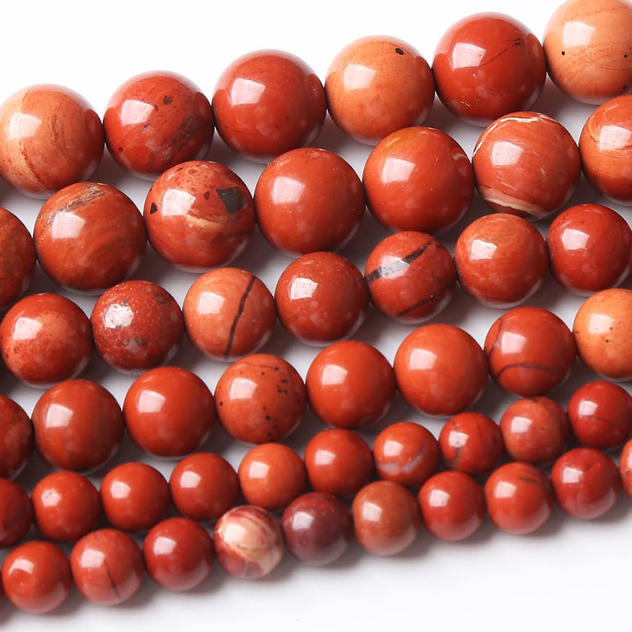 36PCS 10MM Red Jasper Stone Beads Round Loose Beads for Jewelry Making DIY Energy Healing Power Bracelet 15