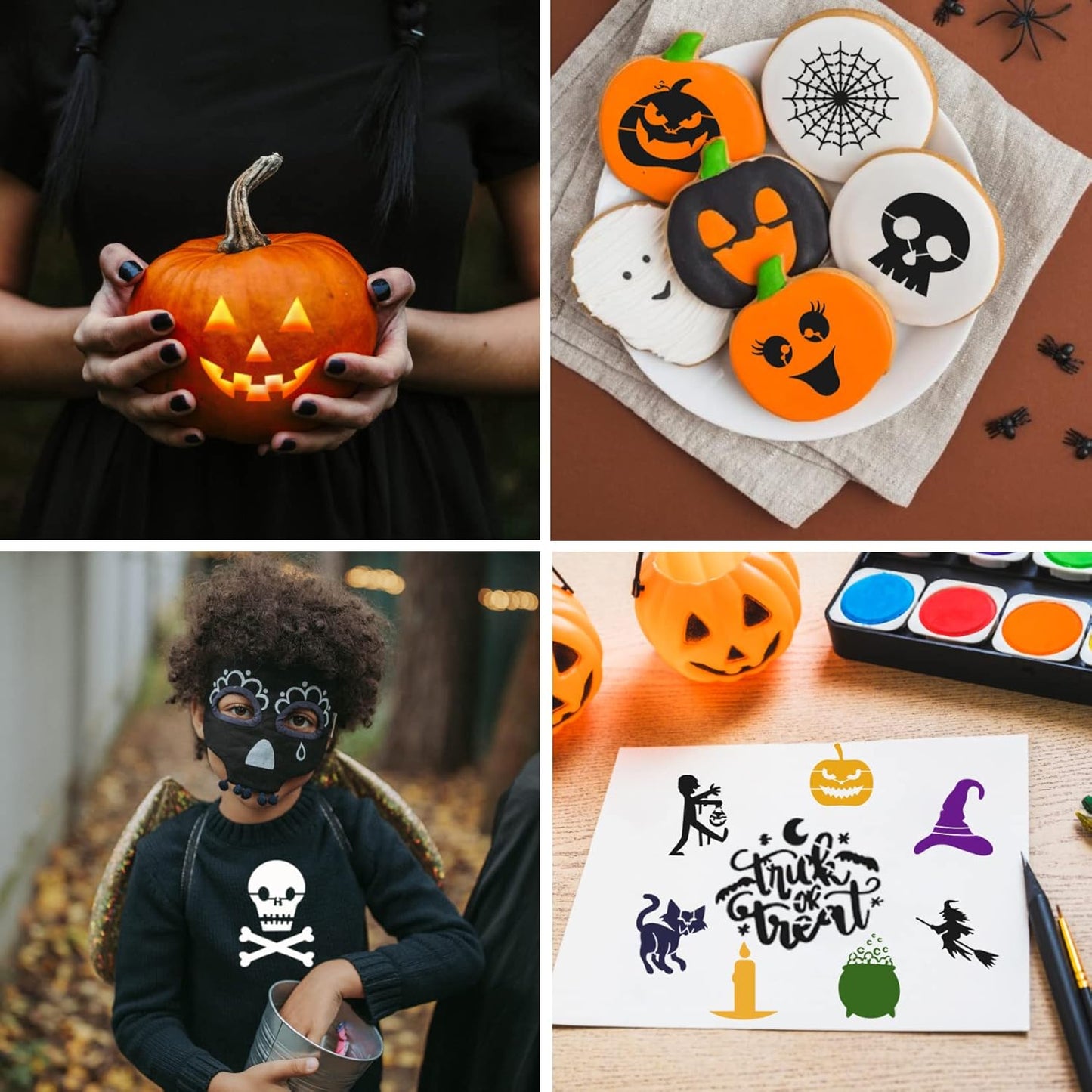 Small Stencils for Painting on Wood Reusable, 3 Inch Reusable Stencil for Craft Ornament Paint Template Stencils for Wall Card Rock Wood Signs Coasters Canvas Home Decor (Halloween)