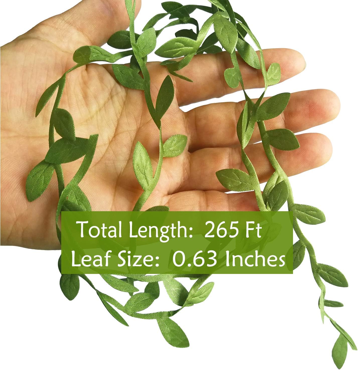Naidiler 265 Ft Leaf Ribbon, Artificial Vines Leaves String Trim Ribbon Wild Jungle Botanical Greenery for Baby Shower Party Wedding Home Wreaths & DIY Craft