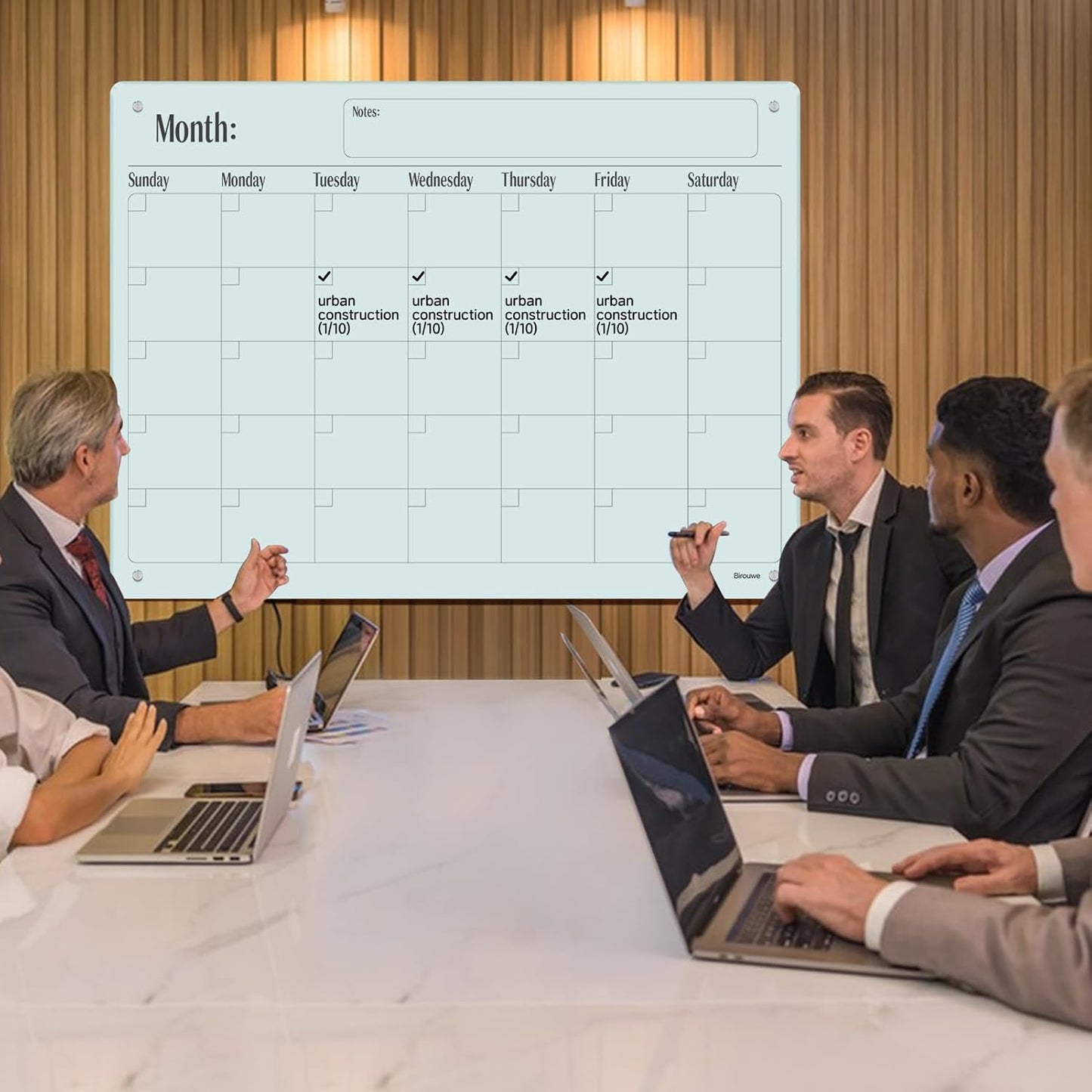 Magnetic Glass Monthly Calendar Whiteboard - Glass Dry Erase Board 48"x36" Large Frameless Glass Board for Walls Office School and Home