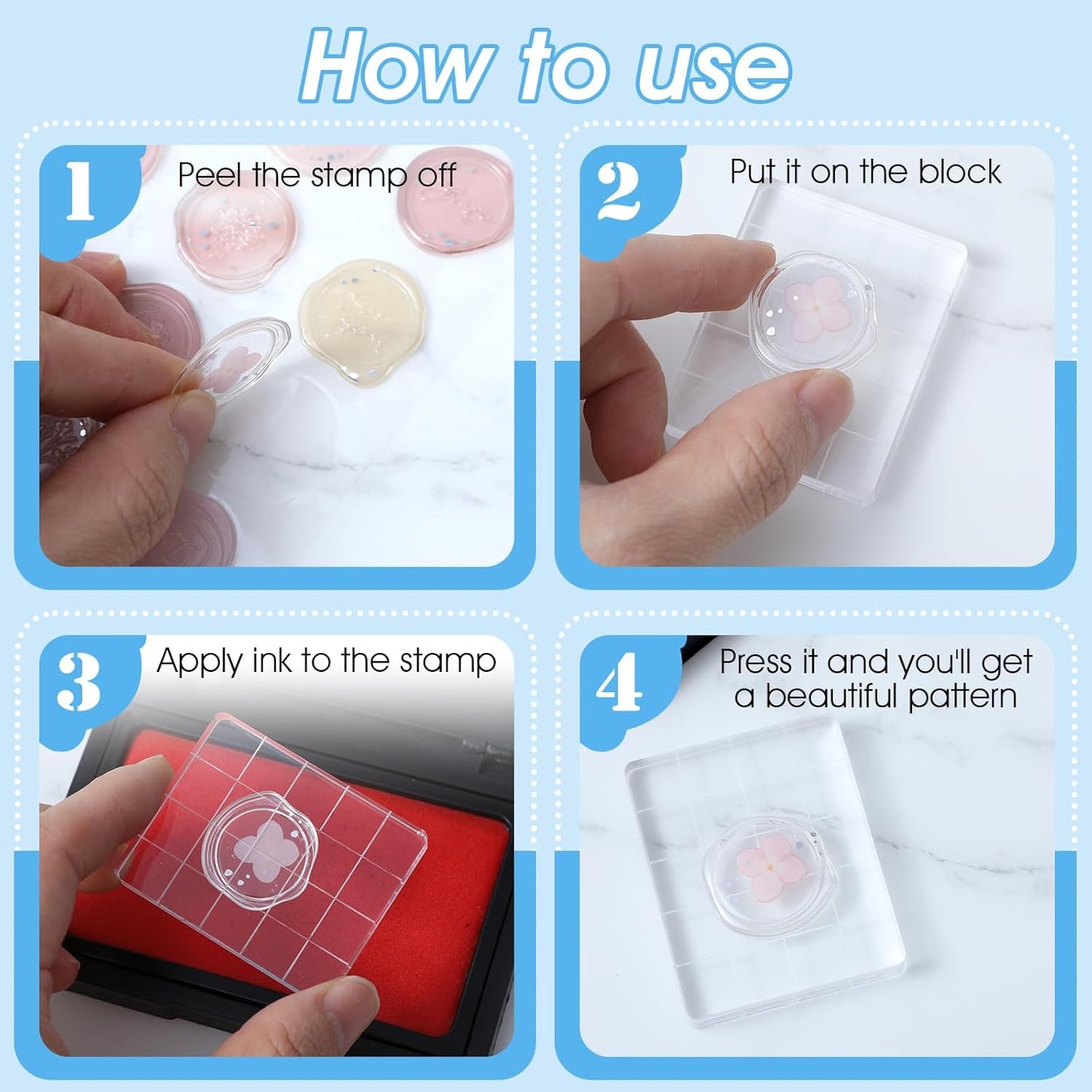 6 Pcs Acrylic Stamping Blocks,Clear Acrylic Stamp Block,Acrylics Blocks for Stamping,with Grid Lines for Scrapbooking Crafts Card Making, Assorted Sizes