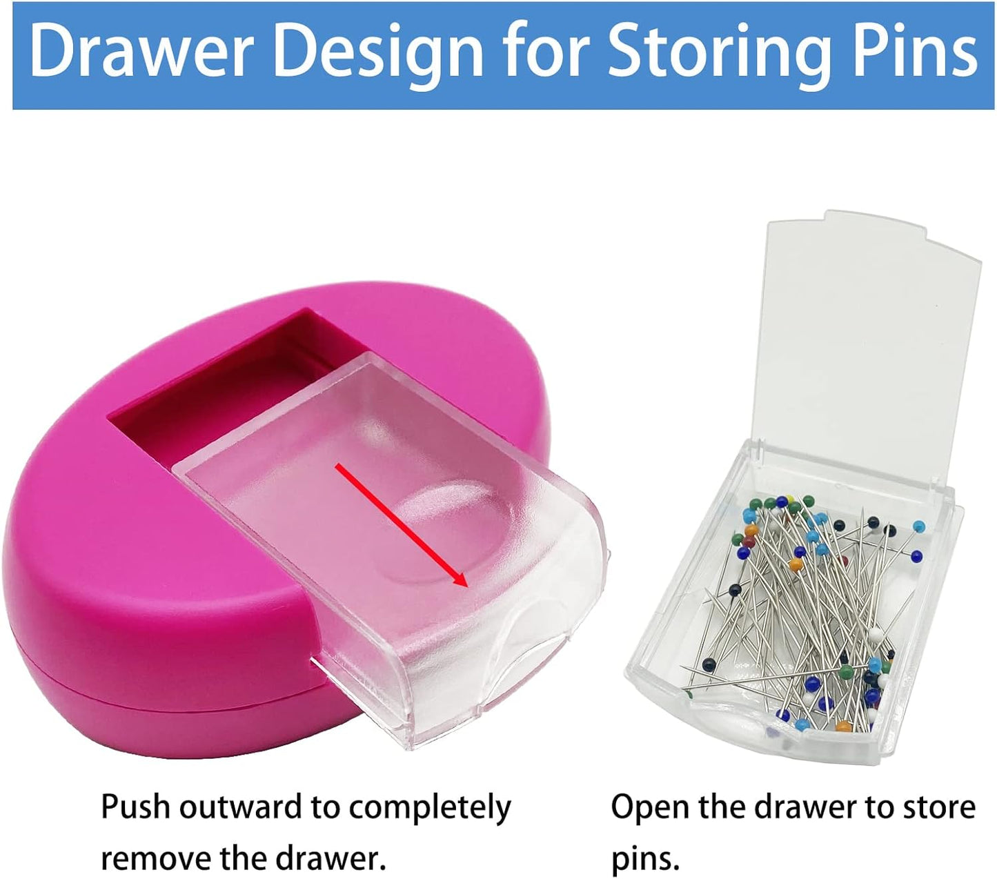 Hilltian 2 Pieces Magnetic Pin Cushion, Magnetic Pin Holder with Pin Cushion Wristband for Sewing, Pink