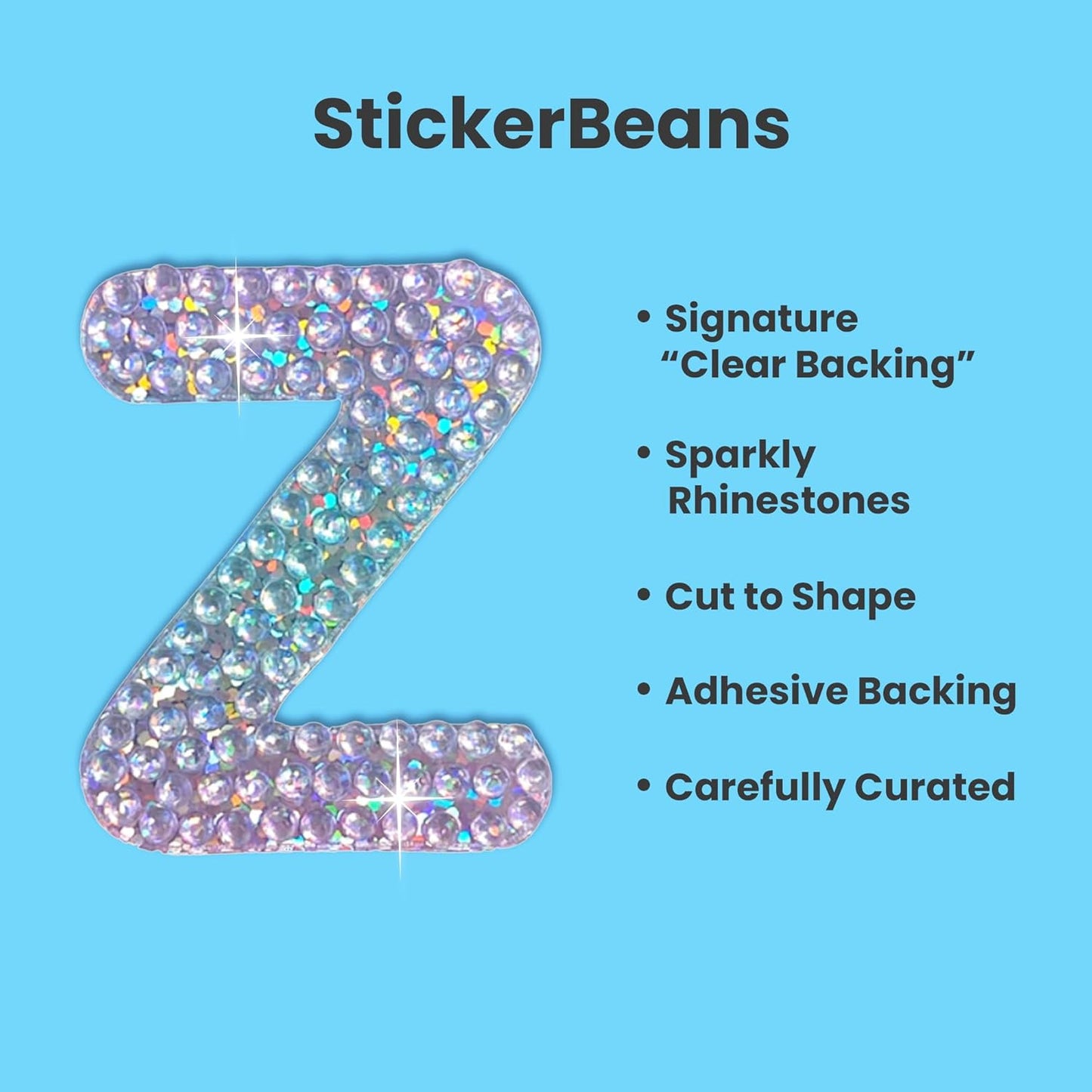 StickerBeans® Alphabets Letters (2" x 2", Pack of 1) Cut to Shape, Adhesive Back - Kids Teens Adults (Z)